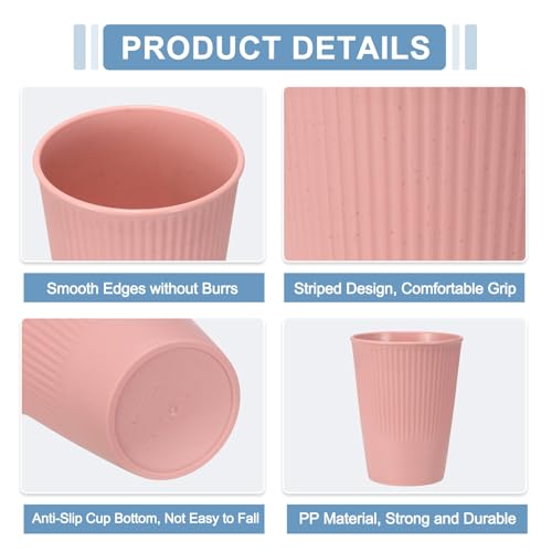 uxcell 4 Pcs Simple Toothbrush Cup, 3.3 x 3.3 x 4.2 Dishwasher Safe Bathroom Tumbler Reusable Plastic Cup Set for Storing Toothpaste Combs, Light Pink - color: Light Pink