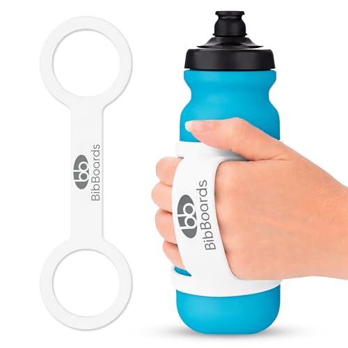 BibBoards Hydro Loop Silicone Water Bottle Band – Hands-Free Carry Strap for Running, Gym & Training | Flexible Water Bottle Holder & Grip Band Fits Most Bottles for Travel & Outdoor Activities - color: White