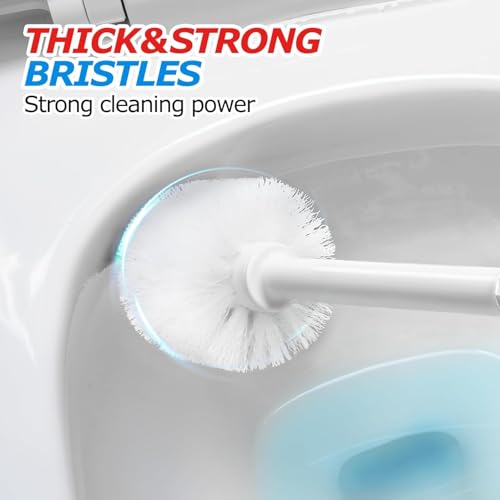 FORASTO 3 in 1 Toilet Brush and Plunger Set with Holder for Bathroom White | compact set, 3 in 1 deep cleaning, home toilet bowl crevice, brush plunger combo,Crevice Cleaning Brush - color: White, size: 1PACK