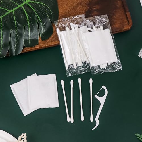 100 Pack Hotel Vanity Kit Individually Wrapped, Bulk Hotel Amenities Kit, Hospitality Set, Amenities Hotel Vanity Set Hygiene Products Include Cotton Pads, Cotton Swabs, Dental Floss Picks - size: 100 Pack