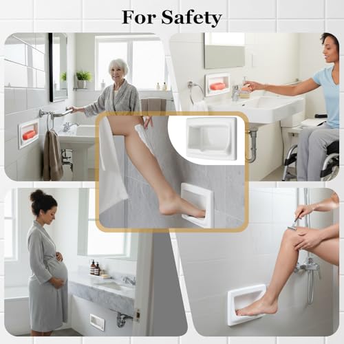 1 Pcs 9.8 x 6.5 White Vintage Recessed Ceramic Soap Dish for Shower Wall, Space-Saving, Large Retro Ceramic Soap Holder, Self-draining Built-in Holder for Bathroom & Laundry Keep Dish Dry - style: Recessed