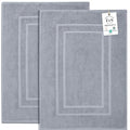 Feather & Stitch 2 Piece Towel Like Bath Mats (30x21 Inch) 100% Cotton Terry Bath Mats, Bathroom Shower Floor Mats [NOT A Bathroom Rug], Soft Absorbent Washable Mats - Grey - color: Grey