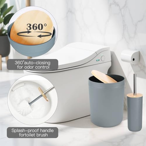 iMucci Bathroom Accessories Bathroom Sets with Shower Curtain, Bath Towel Set, Trash Can, Toilet Brush, Soap Dispenser, Bathroom Accessories Set Complete - size: Bath Set+Shower Curtain+Bath Towel Set, style: Grey