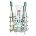 Linkidea Self Adhesive Toothbrush Holder for Shower, Stainless Steel Toothpaste Organizer, 3 Slots Wall Mount/Countertop Stand Compatible with Colgate Extra Clean, Oral-B CrossAction - color: Silver