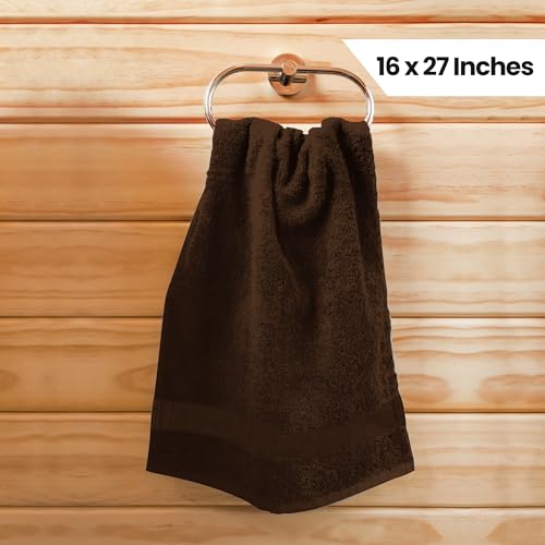 Utopia Towels, Salon Towel, Pack of 24, Not Bleach Proof, 16 by 27 Inches, Highly Absorbent Cotton Towels for Hand, Gym, Beauty, Spa, and Home Hair Care, Dark Brown - color: Dark Brown, size: 24 Pack