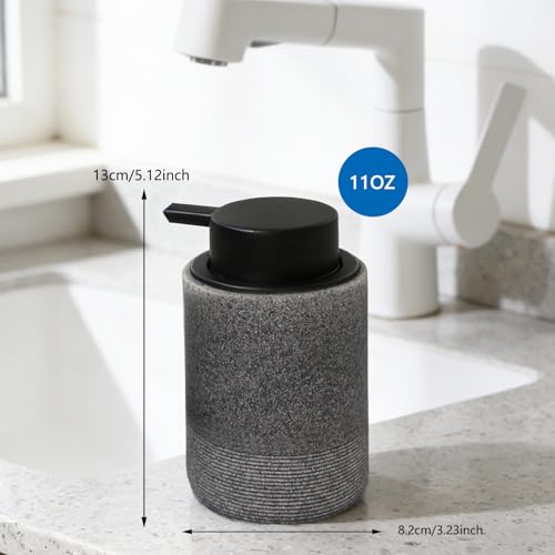 Resin Foaming Soap Dispenser, 11 OZ Bathroom & Kitchen Foam Soap Dispenser, Easy Press Pump, Refillable Hand Soap Dispenser, Modern Decor (Gray) - color: Gray