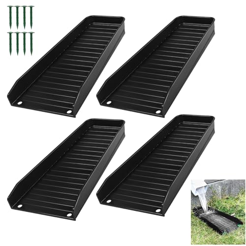Rain-Gutter Downspout Splash Block - Gutter Downspout Extensions for Rainwater Drainage, Lader Downwards Design, 16" Fixable Downspout Extender with 8 Fixing PP Nails (4, Black) - color: Black, size: 4Pack