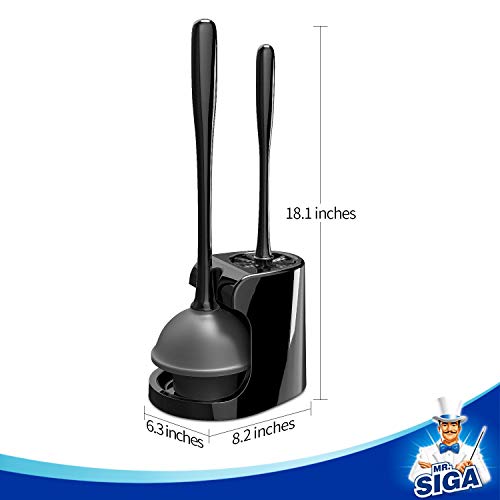 MR.SIGA Toilet Plunger and Bowl Brush Combo for Bathroom Cleaning, Black, 2 Sets - color: Black