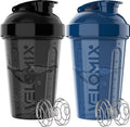 VELOMIX -2 Pack- 20 oz Protein Shaker Bottles for Protein Mixes - 2x Wire Whisk | Leak Proof Shaker Cups for Protein Shakes and Pre Workout | Protein Shaker Bottle Pack (B5) Blue/Black - color: B5) Blue / Black