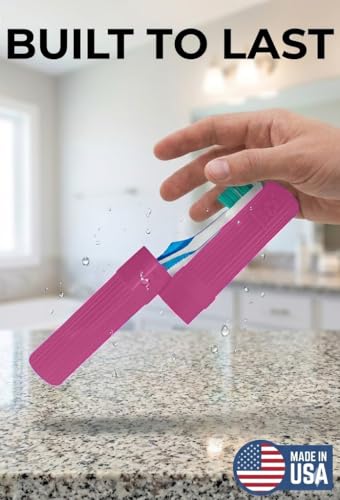 American Comb Toothbrush Holder - Pink, Made in USA, with Ventilation Holes, for Toothbrush Covers, Toothbrush Holder, Toothbrush Soft, Durable Design, Hygienic Bathroom Accessory - color: Pink