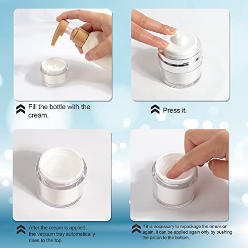 Airless Pump Jar - 1.7 Oz Moisturizer Dispenser Air Pump Containers, Container Vacuum Bottle Dispenser for Skincare Makeup Lotion - size: 1.7 Ounces, style: 1 JAR