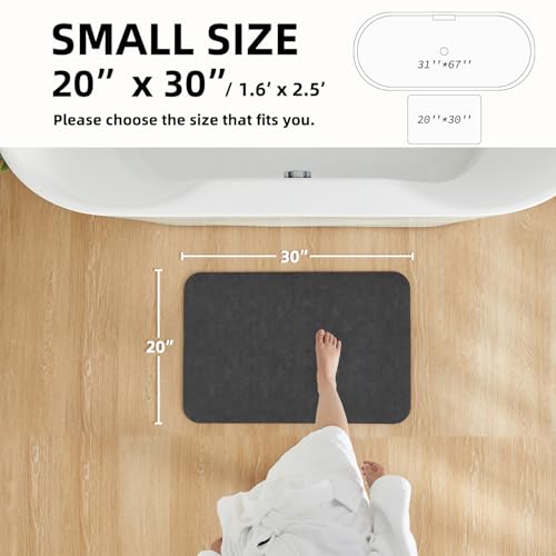TYUU Black Bath Mat, Bathroom Rugs Non Slip Washable Thin Absorbent Quick Dry Bath Mat Fits Under Door Bathroom Floor Mat Perfect for Bath, Shower, or Sink 20"x30" Black - color: Black, size: 1'8" X 2'6" (Rectangular)