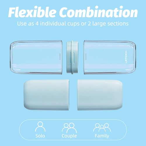 4-in-1 Toothbrush Travel Cup, Portable Toothbrush Container | Multi-functional travel cup, for family camping business trip, separates into 4 cups with cover, lightweight, blue - color: Blue