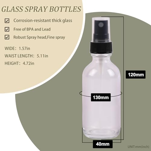 NOOEEISS Clear Glass Small Spray Bottles 2 oz 24 Packs,Fine Mist Sprayer Pretty Finish,Refillable Containers mini spray bottles for Cleaning Solutions and Skin Care (Clear 24Pack) - color: Clear, size: 24Pack