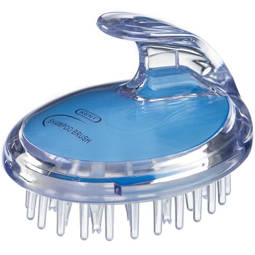 Kent SH1 BLUE Scalp Scrubber Hair Brush and Exfoliator for Distributing Shampoo and Conditioner, Shower Scalp Massage Tool and Hair Growth Brush Shower with 42 Soft Rubber Bristles - color: Blue, size: 2 Pack