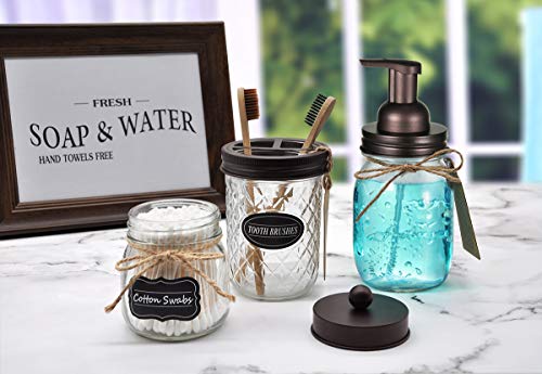 SheeChung 2 Pack Mason Jar Foaming Soap Dispenser Lids for Standard Mouth, Foaming Soap Dispenser Pump Replacement for Hand Sanitizer, Bath Liquid, Facial Cleansing Foam, Makeup Remover Water - Bronze - color: Bronze