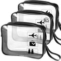 TSA Approved Toiletry Bag 3Pcs - 3 Pack Clear Travel Bags for Toiletries, Carry on Airport Airline Compliant Bag,Black - color: 3PCS-Black