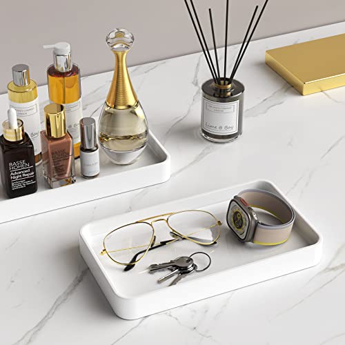 Gurygo 10" Bathroom Countertop and Vanity Tray - Kitchen Tray for Soap Bottles - Ceramic Vanity Tray for Bathroom Counter Organization - Kitchen Tray(White, Set/1) - color: White, size: 9.9" x 5.7" x 1.1"