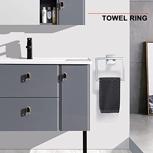4-Piece Bathroom Hardware Set Chrome Bath Towel Bar Holder Sets Wall Mounted Stainless Steel Square Bathroom Accessory Kit, Polished Chrome 23.6 Inch - color: Polished Chrome, size: 4-Pieces Set-B