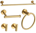 Brushed Gold Bathroom Hardware Accessories Set 5 Piece, Stainless Steel Bath Towel Bar Set 24 Inch,Toilet Paper Holder,Towel Ring Holder,Towel Rack Set,Gold Bathroom Accessories Kit - color: Brushed Gold