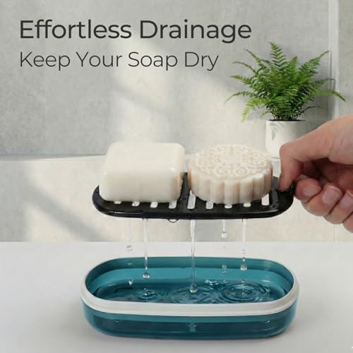 AIMAIAIMAI Shampoo Bar Holder Travel Case for Two Bars, Large Soap Container for Bathroom or Travel (Blue Style A-Large) - color: Blue Style A-large