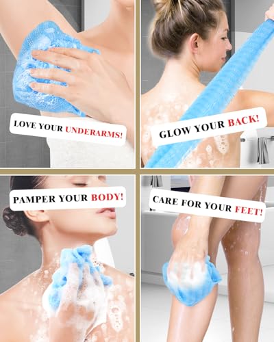 2 Pack Back Exfoliator for Shower and Dead Skin Removal, Exfoliating Body Scrubber for Smooth Skin Japan Washcloth for Shower & Bath, Versatile Body Scrub Towel, Medium&Hard - style: Medium + Deep