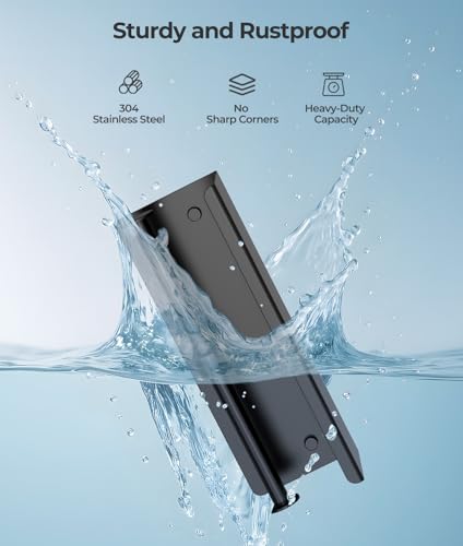 FreshGlow Double Toilet Paper Holder with Shelf, Wall Mount Tissue Roll Holder for Bathroom, 304 Stainless Steel Commercial Toilet Paper Dispenser with Phone Shelf, Matte Black - color: Black