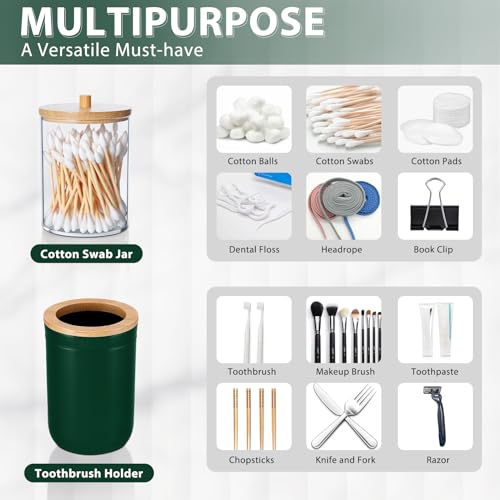 iMucci Bathroom Accessories Set 5Piece Hunter Green Bathroom Sets, Toothbrush Holder, Toothbrush Cup, Lotion Soap Dispenser, Soap Dish and Qtip Holder Bathroom Decor - style: Dark Green