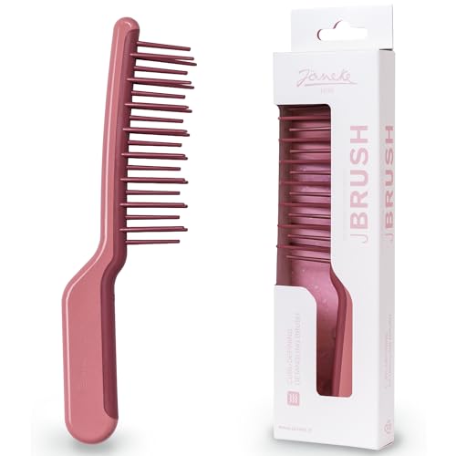 Janeke J-Brush Detangling Comb for Curly and Wavy Hair – Wide Tooth J-Shape Brush for Wet and Dry Use – Anti-Frizz, Lightweight and Gentle on Scalp – Made in Italy Professional Styling Tool (Pink) - color: Pink/JBrush