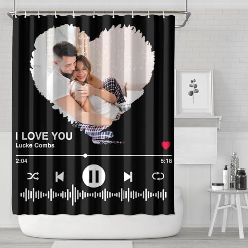 Personalized Shower Curtain Set Custom Photo Shower Curtains Modern Minimalist Home Bathroom Curtain Decor with 12 Hooks 72 Inch Wide * 84 Inch High - color: 1 Photo-3, size: 72"W x 84"L (Pack of 1)