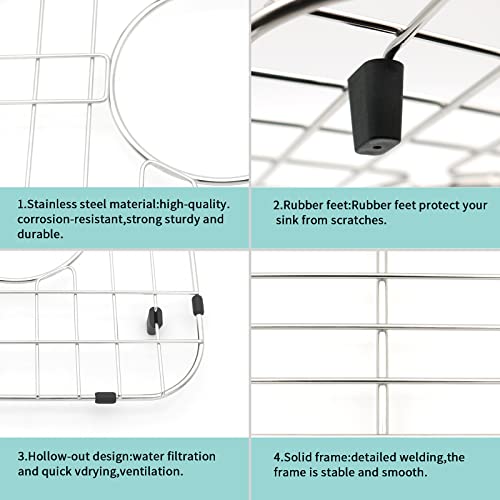 Kitchen Sink Grid 26-1/8"x14-1/4 - Heavy Duty Kitchen Sink Protector with Built-in Strainer & Center Drain, Non-Slip Rubber Feet & Scratch Resistant Bottom Guard - size: 26.12 in x 14.25 in, style: Center Drain