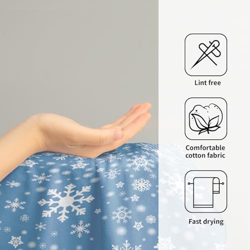 Winter Blue Snowflakes Hand Towels Set of 2 Highly Absorbent Soft Blue Christmas Towels for Bathroom Winter Christmas Deorative Kitchen Towels Washcloth for for House Hotel Gym Spa Yoga Sport 14”x28" - color: Winter Blue Snowflakes