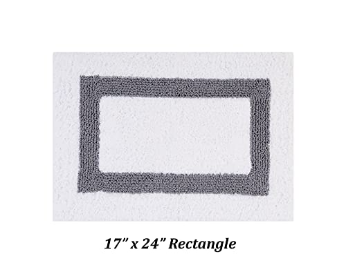 Better Trends 100% Cotton Hotel Collection Bath Mats Set, White & Gray Mats - Tufted, Reversible & Absorbent & Machine Washable 2 Piece Bathroom Rug Set, Shower & Sink Bath Rug - color: White & Gray, size: 2 Piece Set (17" x 24" | 24" x 40")