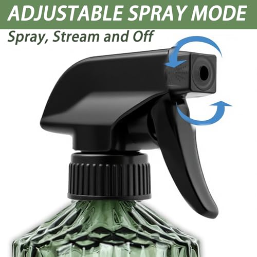Glass Handheld Spray Bottle, 15oz Refillable Water Bottle Spray, Reusable Adjustable Nozzle Plant Mister Spray Bottles Indoor, Plant Mister for Hair, Cleaning, Gardening, Pets Care (Green) - color: Green a