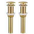 KES Sink Drain Stopper Without Overflow, Pop Up Drain for Bathroom Vessel Sink Brushed Gold 2 Pack, All Metal Rustproof Brass and 304 Stainless Steel, for 1.6"-1.9" Sink Hole, S2008D-BZ-P2 - color: Brushed Gold, style: NO Overflow, 2 Pack