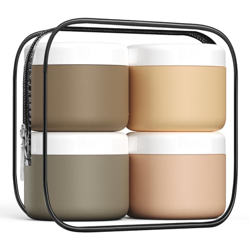 Kuangre Travel Containers for Toiletries, Silicone Cream Jars BPA-Free, Leak-proof 3oz Travel Size Containers, Portable Size Silicone Jars with Lid for Cosmetic Face Hand Body Cream (4 Pack) - color: Apricot, size: 3 Ounces