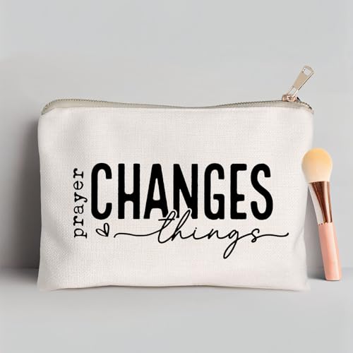Prayer Changes Things Makeup Bag Christian Worthy You Matter Travel Bag Religious Faith Makeup Case Bible Verse Cosmetic Bag Sister Christian Gift Toiletry Bag Gift - color: Prayer Changes Things