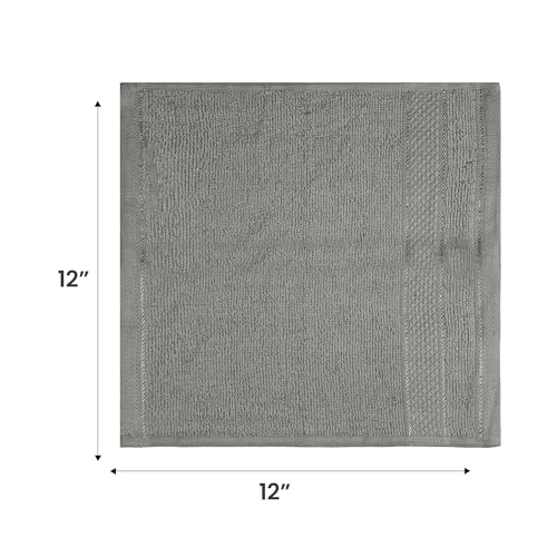 Casa Lino Face Towels & Body Wash Cloths for Showering - 100% Cotton Wash Cloths for Bathroom - Highly Absorbent & Quick Drying Washcloth Set - Cotton Washcloths 24 Pack (12" x 12") - (Silver Grey) - color: Silver