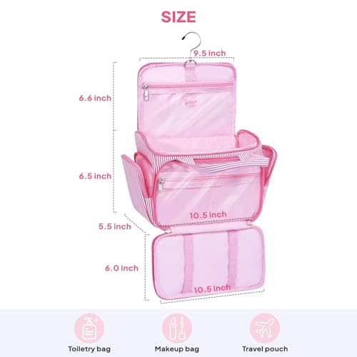 YOOLIFE Birthday Gifts 8-16 Years Old Girl Gifts Trendy Stuff, Pink (V) | Initial Hanging Toiletry Bag for Teen Girls, Birthday Gifts for 5 6 7 8 9 10 11 12 13 14 15 16 17 Year Old Girl - color: Pink, style: V