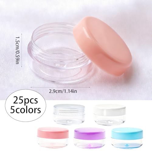 25-Pack 5g Small Travel Containers - Multi-Color Cosmetic Sample Jars with Lids - Leak-proof & Refillable Travel Cosmetic Containers for Skincare, Glitter, Lotion, Face Cream & Lip Balm