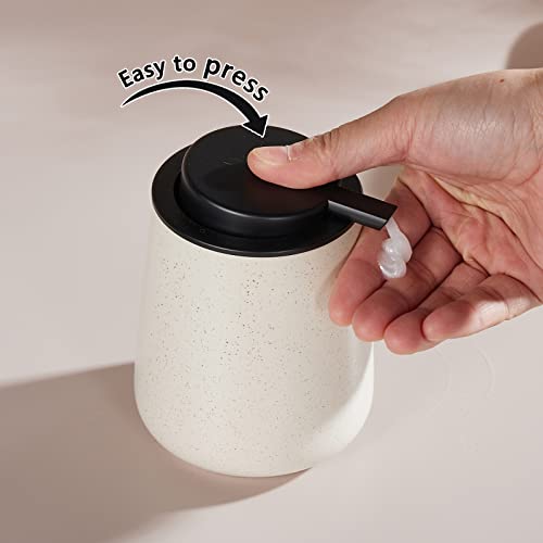12Oz Hand Soap Dispenser Set - 2 Pack Ceramic Lotion Soap Dispenser Set with Easy-to-Press Black Pump, Refillable Mordern Liquid Dish Soap Dispensers for Bathroom & Kitchen (Beige, Liquid Pump) - color: Beige Liquid Dispenser