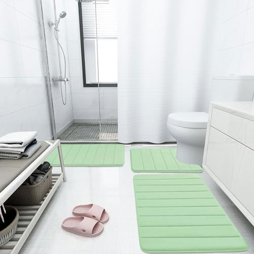 Buganda Memory Foam Bath Mat, 24" x 16", Ultra Soft Bathroom Rugs, Water Absorbent and Machine Washable Bath Rug for Bathroom, Shower, and Tub, Sage Green - color: Sage Green, size: 24" X 16"