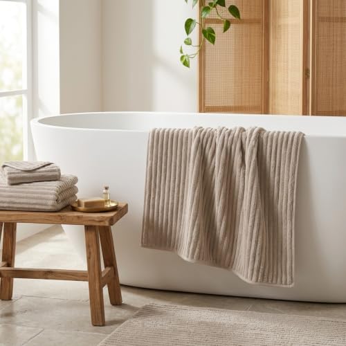 3 Piece Bath Towel Set, 40"x80"Microfibers Bath Sheets,Beige | 1Bath towels 1Hand towels 1Washcloths，Extra-large size，Big and Tall users，Quick dry，Highly Absorbent，Spa Gym - color: Beige, size: 3 Piece Towel Set
