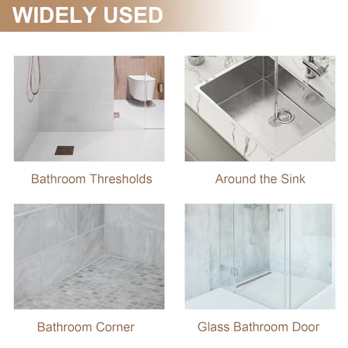 39Inch Shower Threshold Water Dam, Self-Adhesive Silicone Shower Barrier Seal Strip for Bathroom Tub & Kitchen, Under Door Splash Guard, Water Stopper for Dry Wet Separation, Caulk Edge Tape