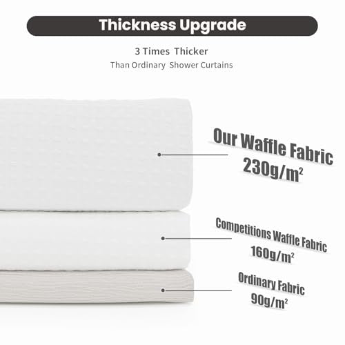 Inhousolu No Hook Shower Curtain with Snap-in Fabric Liner, Waffle Weave 230 GSM Polyester, Weighted Hem, Water Repellent Washable, Mesh Top Window 72" W x 72" L White - color: White, size: 72"W x 72"L (Pack of 1)