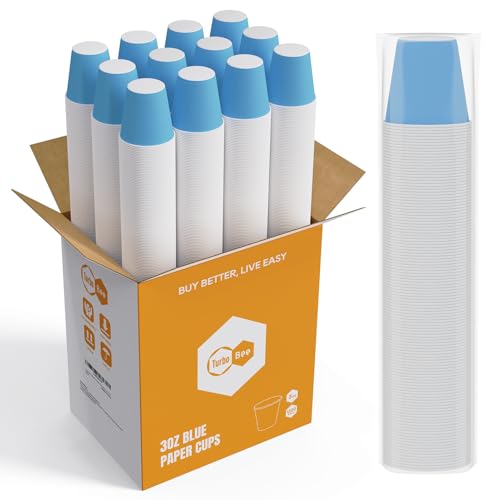 Turbo Bee 3oz Small Disposable Bathroom Paper Cups Bulk 1200 Pack | Thick and leak-resistant blue 3oz bathroom cups, perfect for daily mouthwash. Ideal for parties, kids drinks & sampling. - color: ML-paper 1200pack-3oz