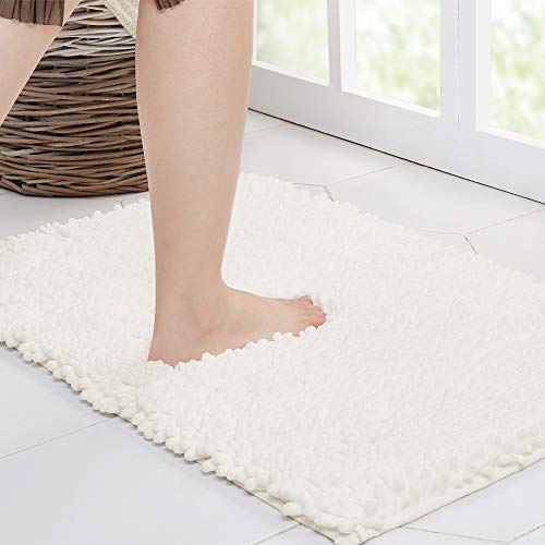 Walensee Bathroom Rug Non Slip Bath Mat (32x20 Inch Ivory) Water Absorbent Super Soft Shaggy Machine Washable Dry Extra Thick Perfect Absorbant Best Large Plush Carpet for Shower Floor - color: Ivory, size: 1'8" x 2'8" (Rectangular)