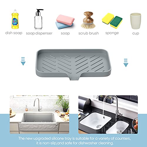 Kitchen Soap Tray,Kitchen Sink Tray Sponge Tray Kitchen Sponge Holder Self Draining Premium Silicone Soap Holder for Bathroom Counter Sink Caddy Organizer for Dish Soap Bottle,Soap Dispenser - color: Trgy