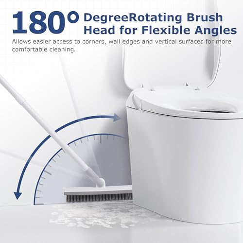 IVYROLL Grout Brush with Long Handle, Floor Cleaning Scrubber with Stiff Bristles for Tile Line, Shower, Crevice, Bathroom, Kitchen and Hard-to-Reach Corners - color: White
