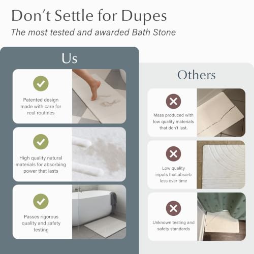 Dorai Home Stone Bath Mat for Bathroom | Quick-Drying Diatomaceous Earth Shower Mat, Non-Slip Natural Stone Modern Bathroom Rugs, Customizable Design | Sandstone, Large - 32.1" x 22.8" x 0.6" - color: Sandstone